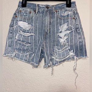 High rise distressed jean shorts